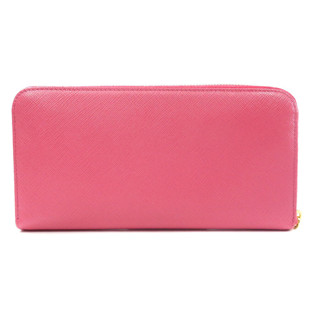Prada Leather Rion Motif Wallet Long Black